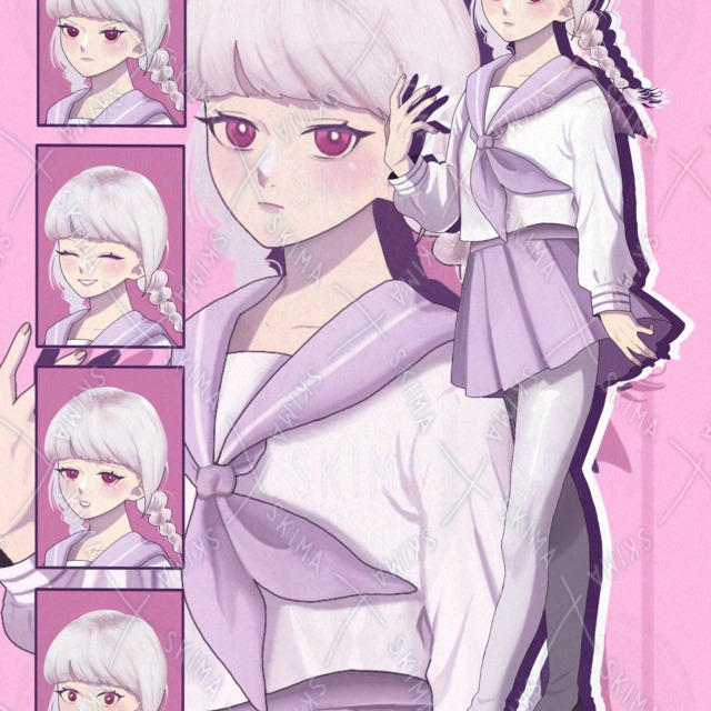 白髪おさげの女学生