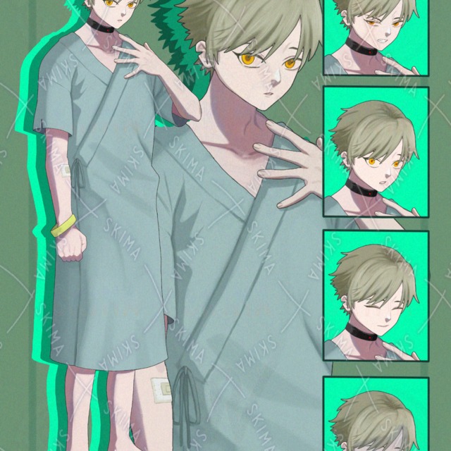 病衣を着た男性