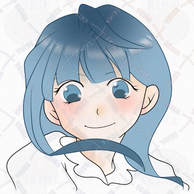 青い髪の美少女のアイコンイラスト