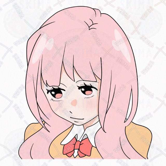 ピンク髪の女子のアイコンイラスト