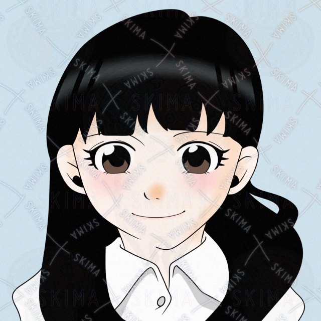 黒髪の美少女のSNSアイコンイラスト