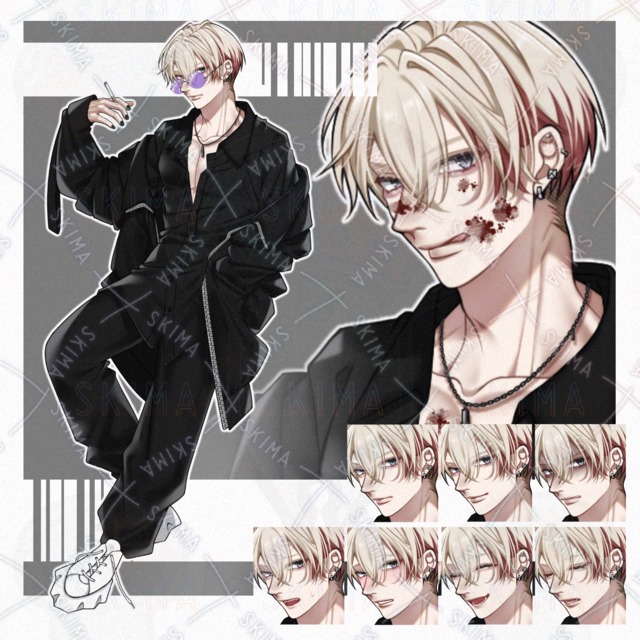 【立ち絵】赤×金髪/男性キャラ【表情8種】