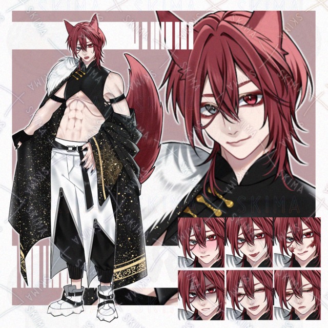 【立ち絵】赤髪/中華風【表情8種】