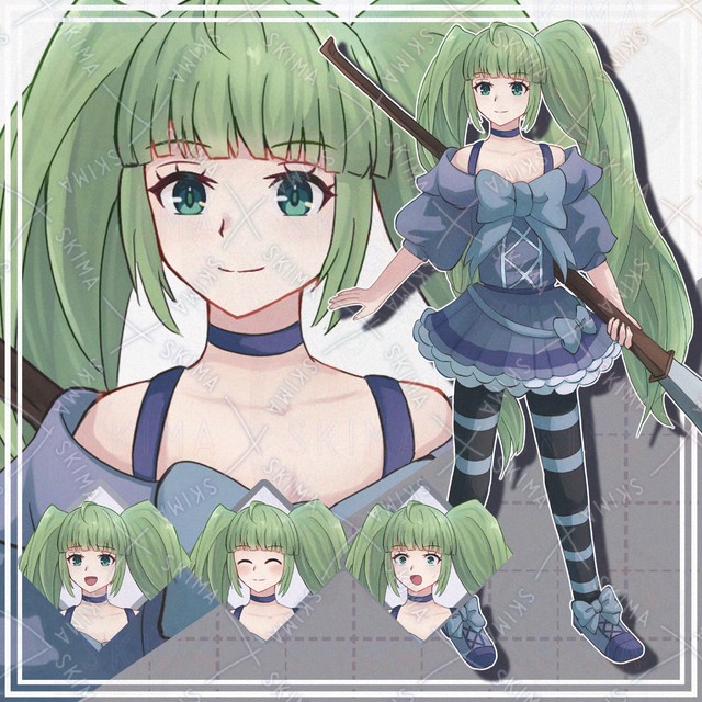 【表情10種】槍使いのツインテール女子【立ち絵】