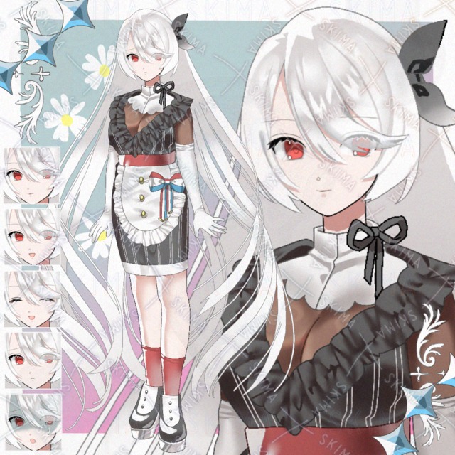 白髪赤目の女の子2(表情5種)