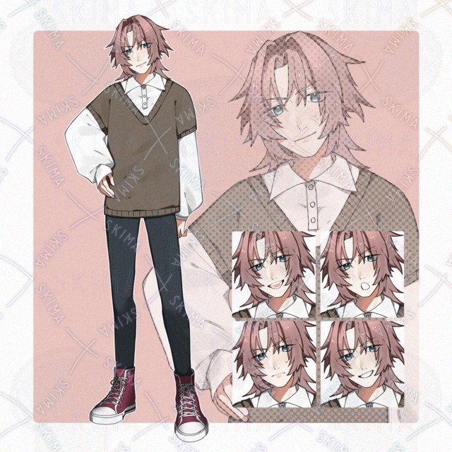 ピンク髪の青年【表情5種】