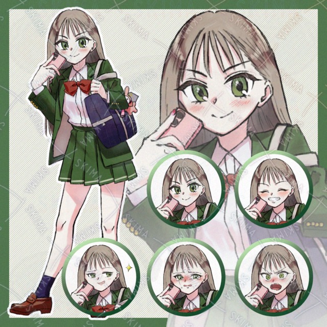 (表情5種)明るい女子学生