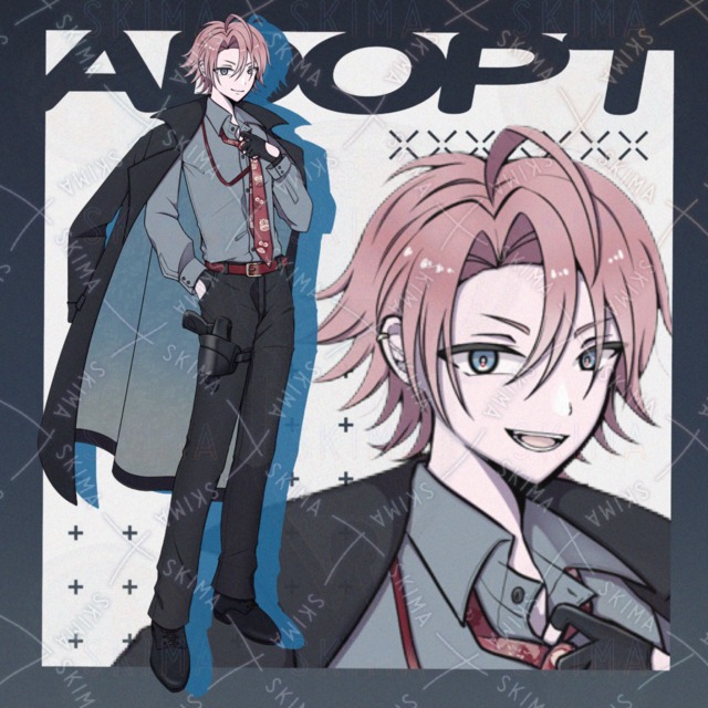 拳銃/ロングコート/スーツ/フクロウ柄【表情10種類】