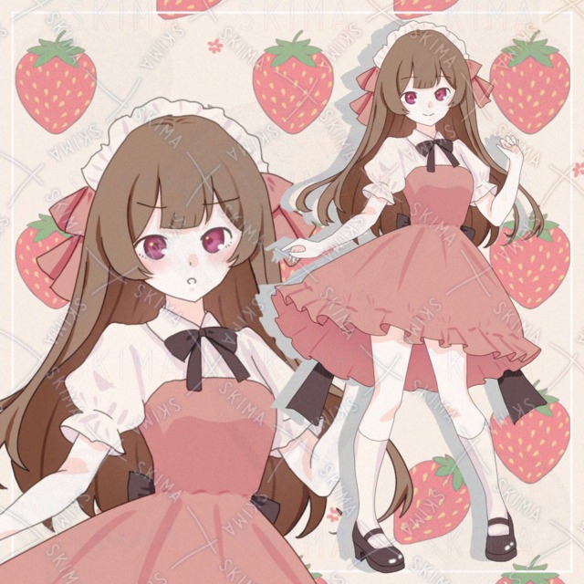 【差分6種】ピンクのワンピースの女の子