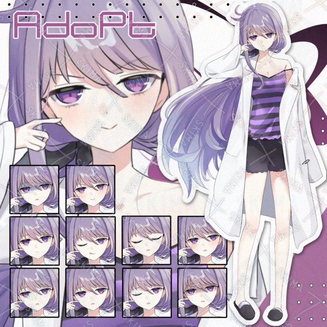 【表情10種】気だるげおちゃめなパジャマと白衣姿の女の子