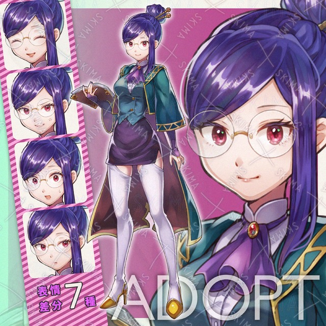 司書風の女性【表情差分7種】