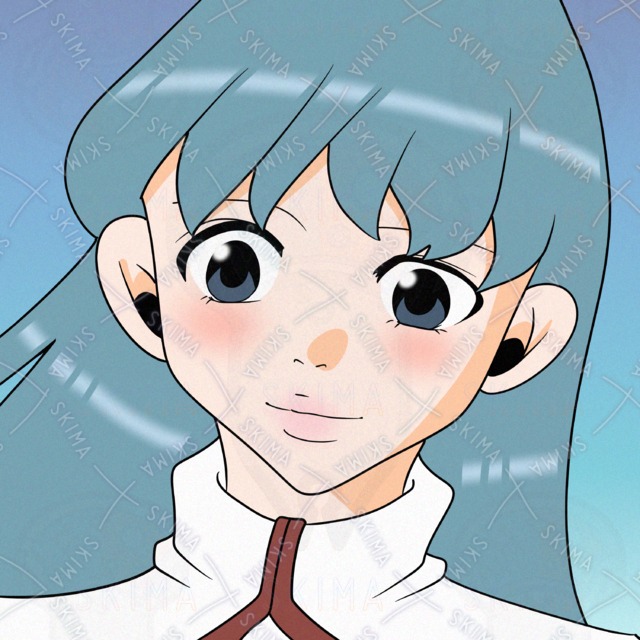 青い髪の女性のアイコンイラスト