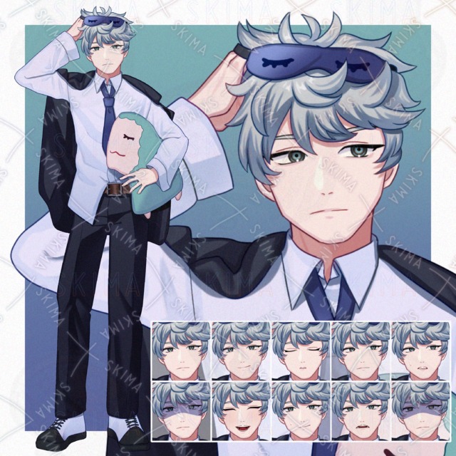 【表情差分10種】眠そうな学生風の少年