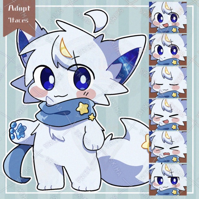 星空モチーフのケモちゃん【表情差分7枚】