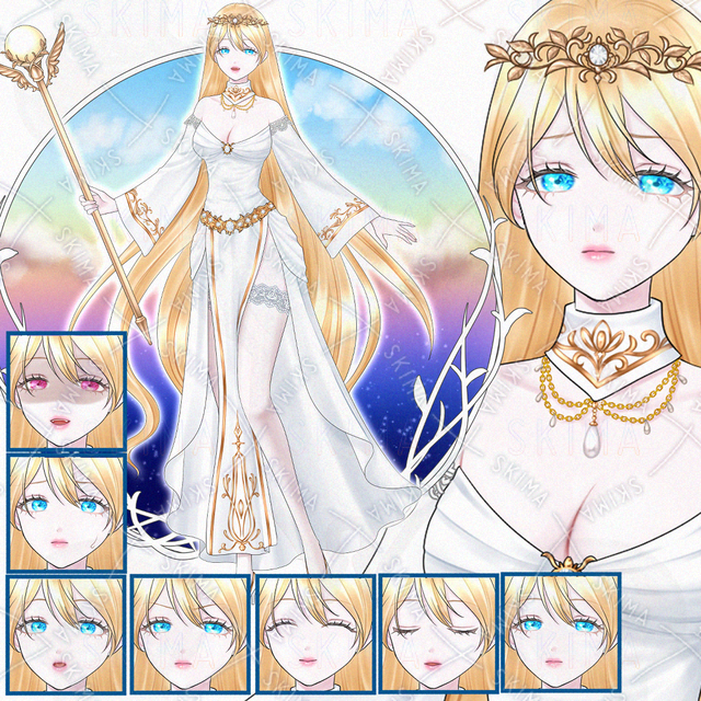 【表情9種】女神【背景付きの絵】