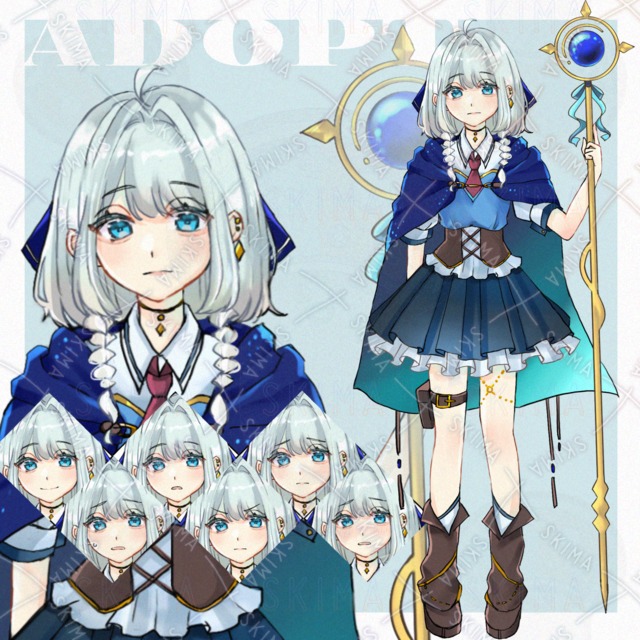 【表情7種】魔法使いの女の子 立ち絵