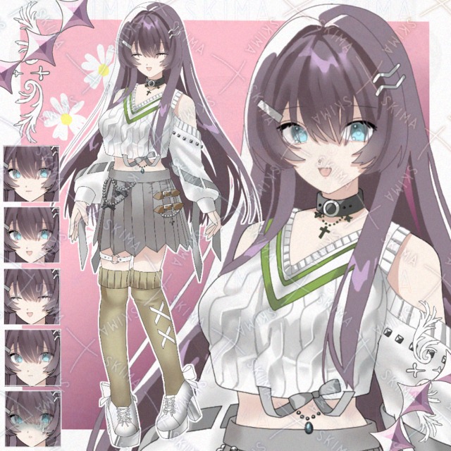 白ニット女の子(表情5種)