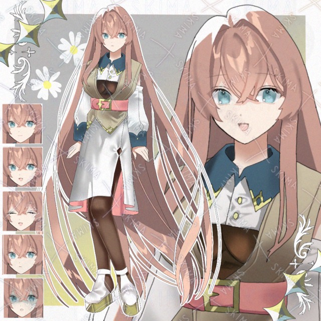 長髪の女性2(表情5種)