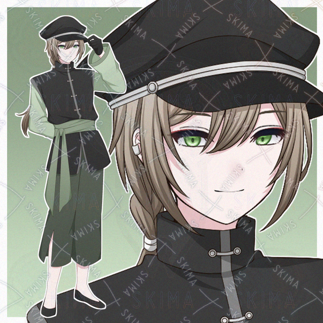 帽子をかぶった長髪の青年【表情差分10種】