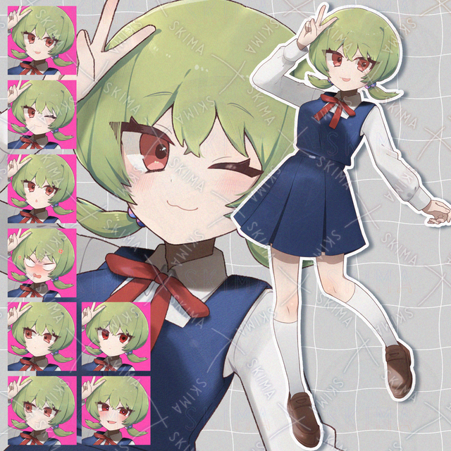 【表情8種類】ジャンパースカートの女子学生