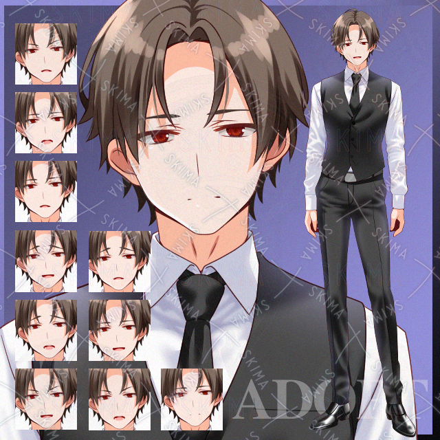 【表情10種】ベスト茶髪男性