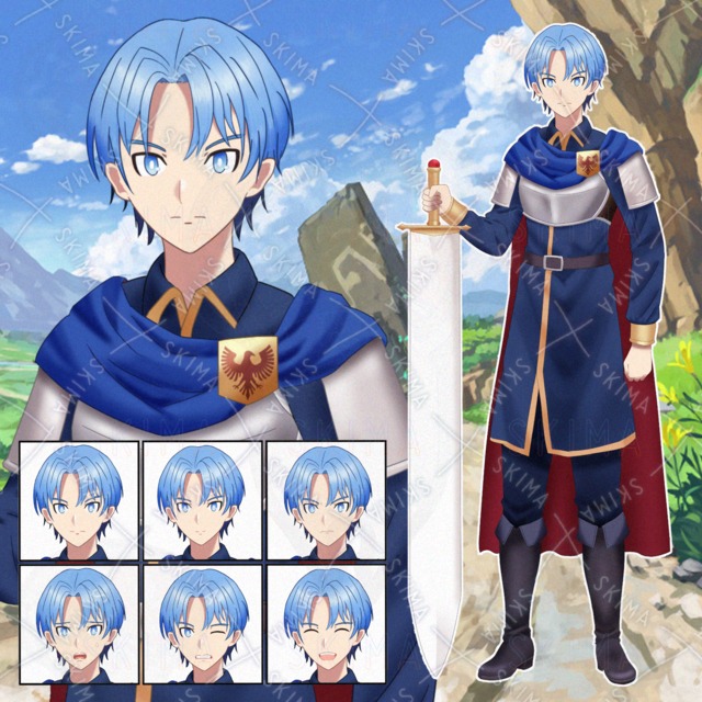 【表情6種】青髪の剣士