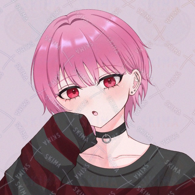 SNSアイコン　ピンク髪