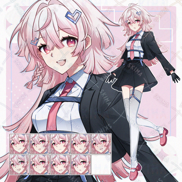 ピンク髪の黒スーツを着た女性【表情差分9】