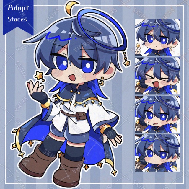 星と青色モチーフのキャラクター【表情差分5枚】