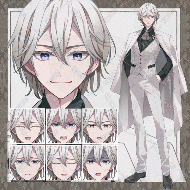 【表情７種】白スーツの男性