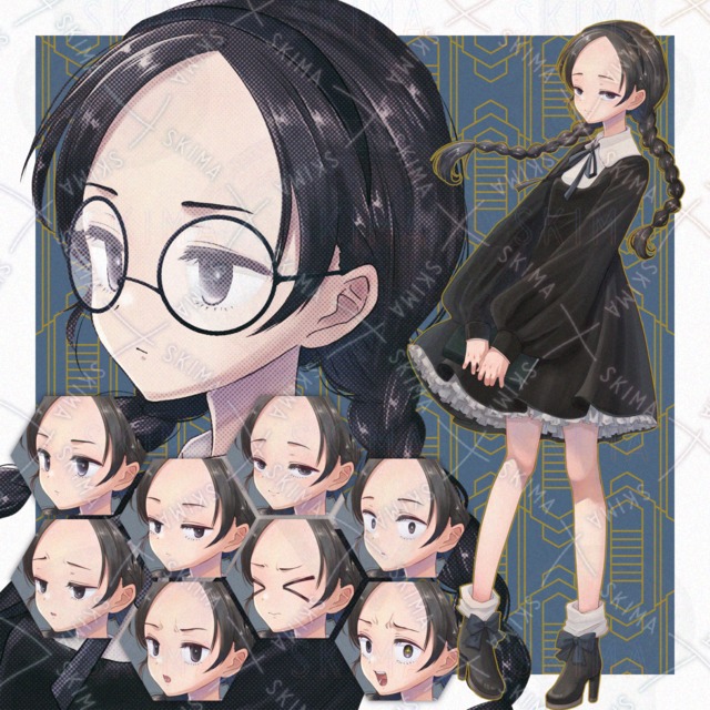 【限定価格！】【表情8種+】読書家モノトーンガールちゃん