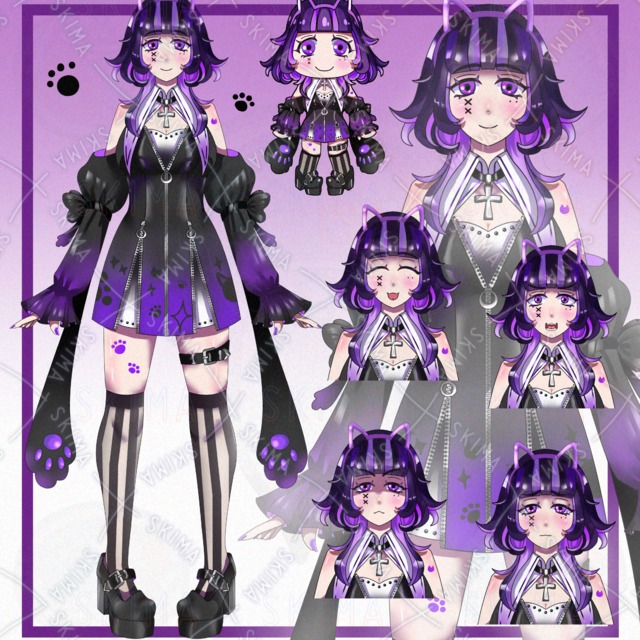 猫耳とパープルが似合うウルフヘアの女の子