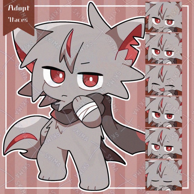 黒マフラーと赤色のケモ【表情差分7枚】