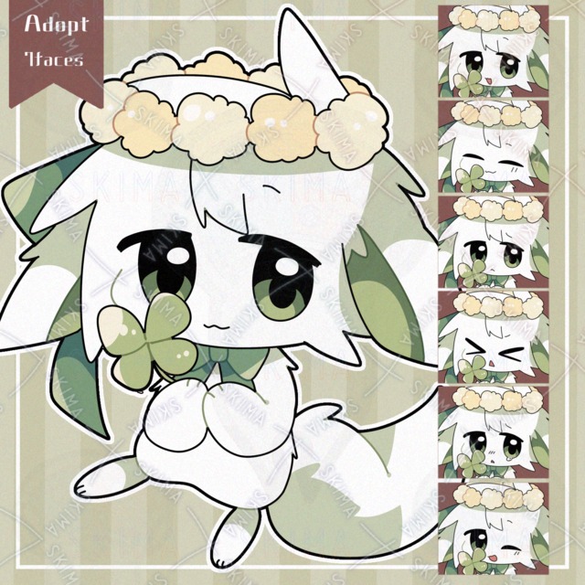 花冠とクローバーのケモ【表情差分7枚】