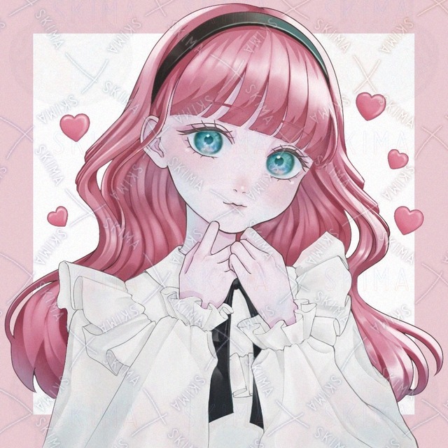 【アイコン】ピンクのゆるふわヘアの女の子