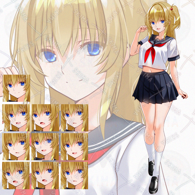 【表情10種】セーラー夏服少女