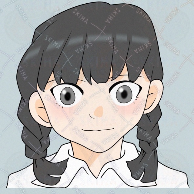 三つ編みの女の子のアイコンイラスト