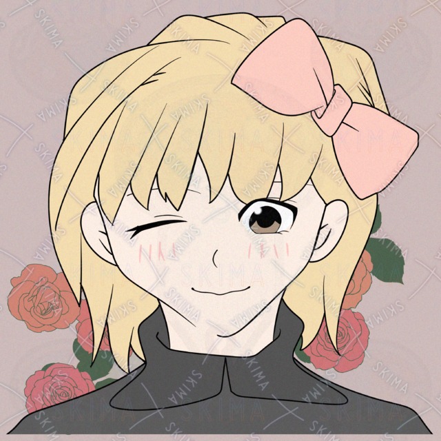 リボンをつけた女の子のアイコンイラスト