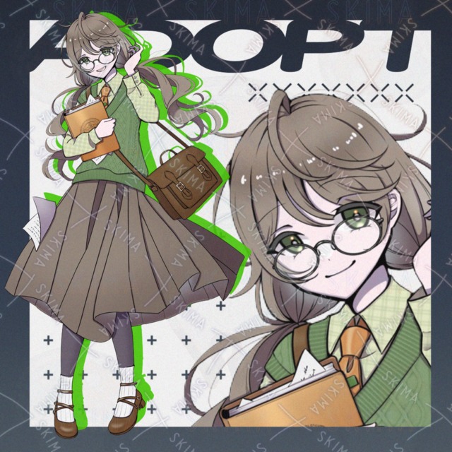 眼鏡/文学少女/本/タレ目/作家/記者【表情10種類】