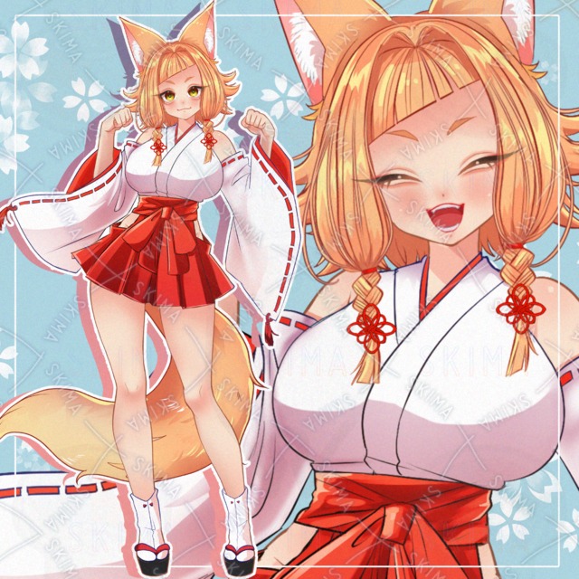 きつね巫女【表情8種】