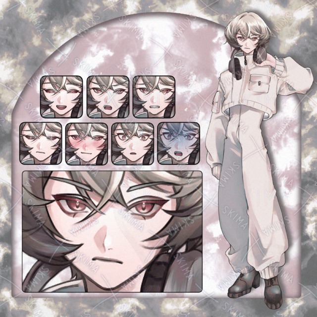 【表情差分8種】白いつなぎジャージのキャラクター