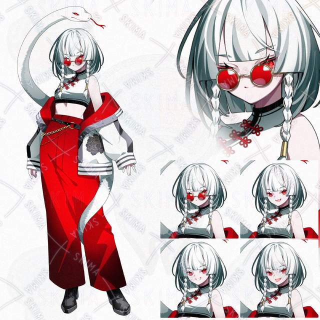 【表情4種】蛇　女の子　立ち絵