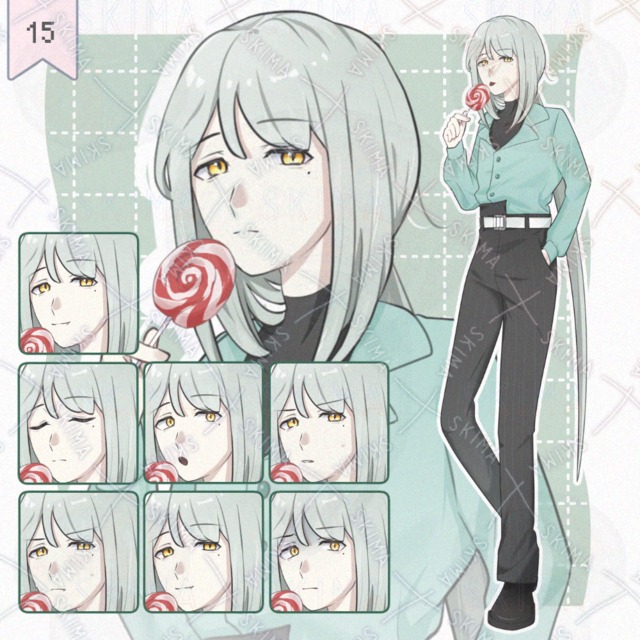 adopt. 棒付きキャンディーを持った男性キャラクター【表情9種】