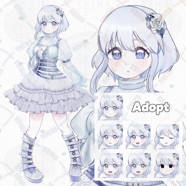 【表情7種】フリルの女性【adopt】