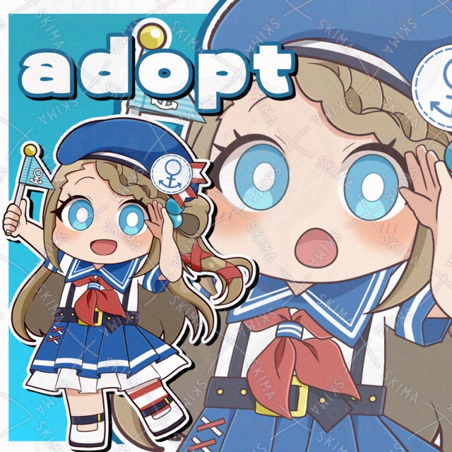 【商用利用込/adopt】表情差分8種 マリンルックな女の子（SD）