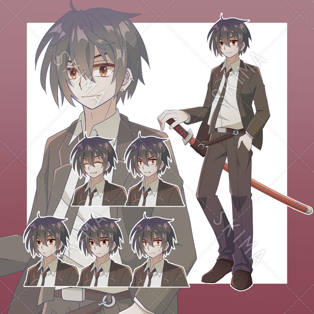 日本刀+スーツの男性