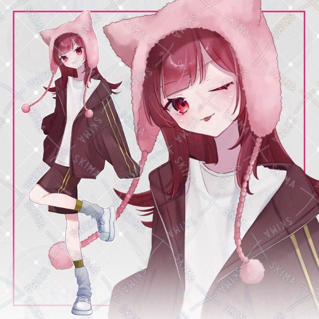 【adopt】猫耳ニット帽の女の子　表情差分7種【全身立ち絵】