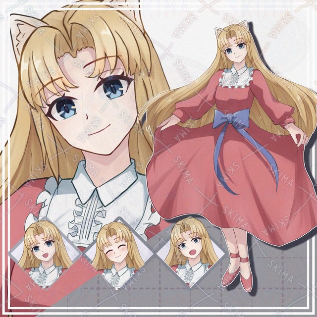 【表情9種＋オマケ】猫耳付き金髪女子【立ち絵】