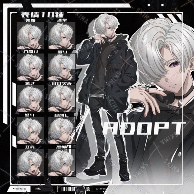 表情差10種　黒ジャケット男性