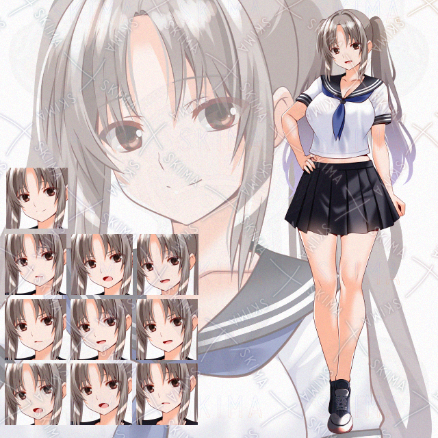 【表情10種】ツインテセーラー少女